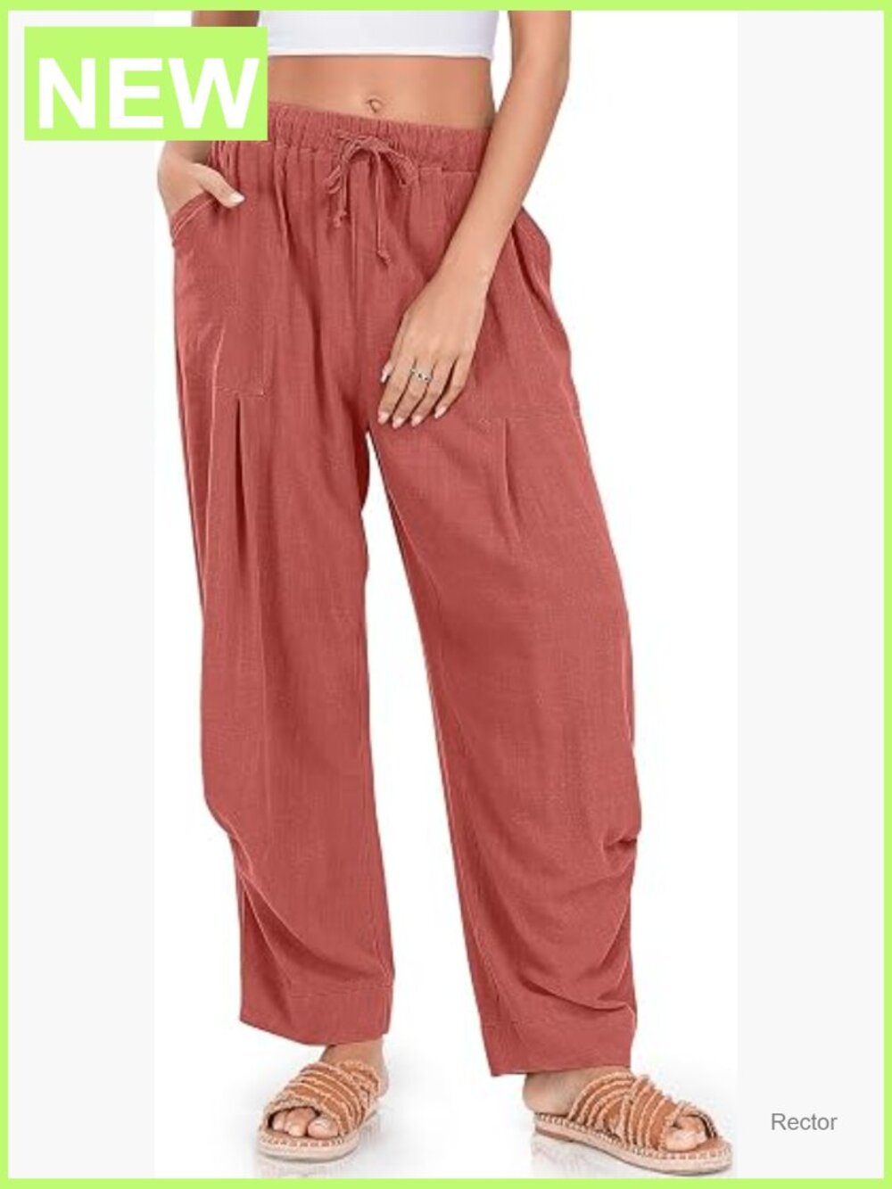 Linen Baggy Harem Pants Drawstring Casual Lounge Pants with Pockets